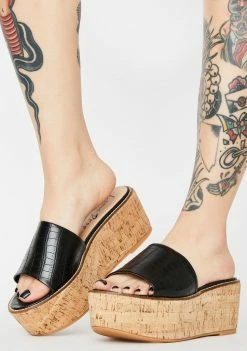 Lemon Drop By Privileged Black Fiji Platform Sandals