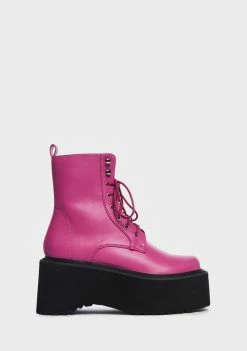 Lemon Drop By Privileged Fuchsia Cornelia Platform Boots Combat Boots