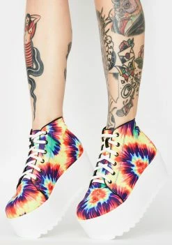 Lemon Drop By Privileged Platforms Tie Dye Barletta Platform Sneakers