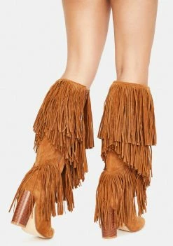 Lemon Drop By Privileged Boots & Booties Camel Premium Fringe Boots