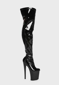 Lemon Drop By Privileged Black Caterina Thigh-High Boots Platform Boots