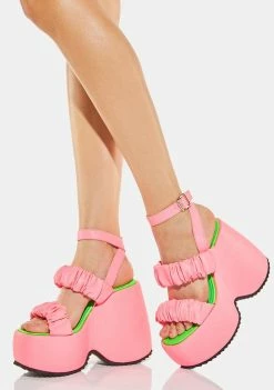 Lemon Drop By Privileged Pink Egey Platform Sandals