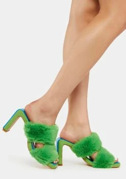 Lemon Drop By Privileged Arlet Faux Fur Heels