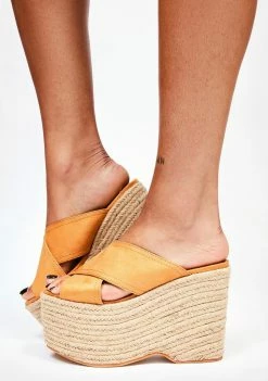 Lemon Drop By Privileged Tan Bannah Platform Sandals