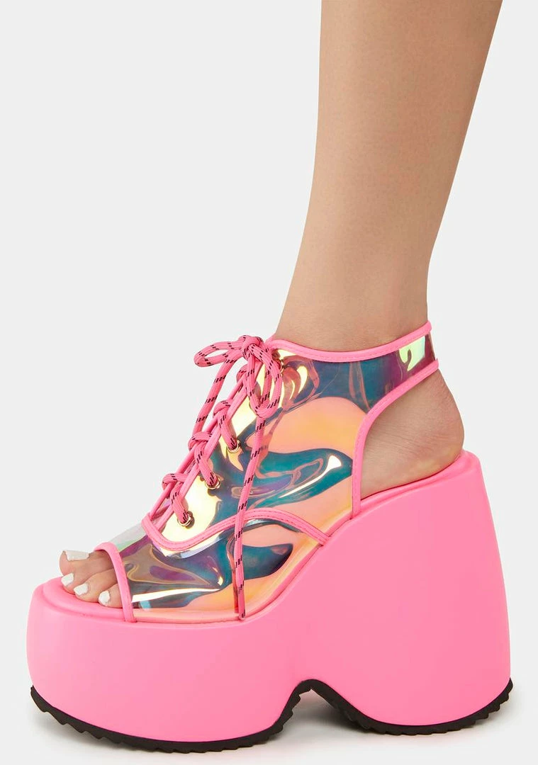 Cheapest π₯° Lemon Drop By Privileged Pink Saphira Platform Wedges βοΈ 4 Lemon Drop By Privileged Pink Saphira Platform Wedges