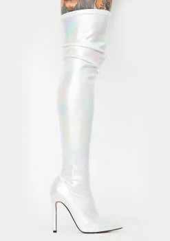 Lemon Drop By Privileged White Bravvo Thigh High Boots