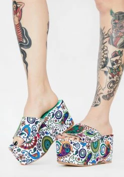 Lemon Drop By Privileged Platforms Paisley Lenox Platform Sandals