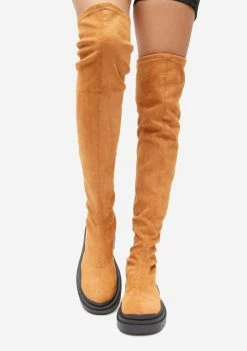 Lemon Drop By Privileged Cognac Momentum Knee High Boots