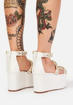 Lemon Drop By Privileged White Paloona Platform Sandals Platforms