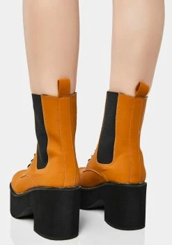 Lemon Drop By Privileged Camel Ruben Platform Combat Boots